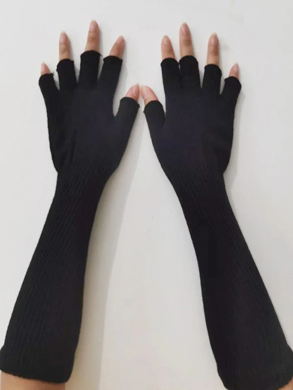 Half Finger Knitted Arm Warmer Gloves