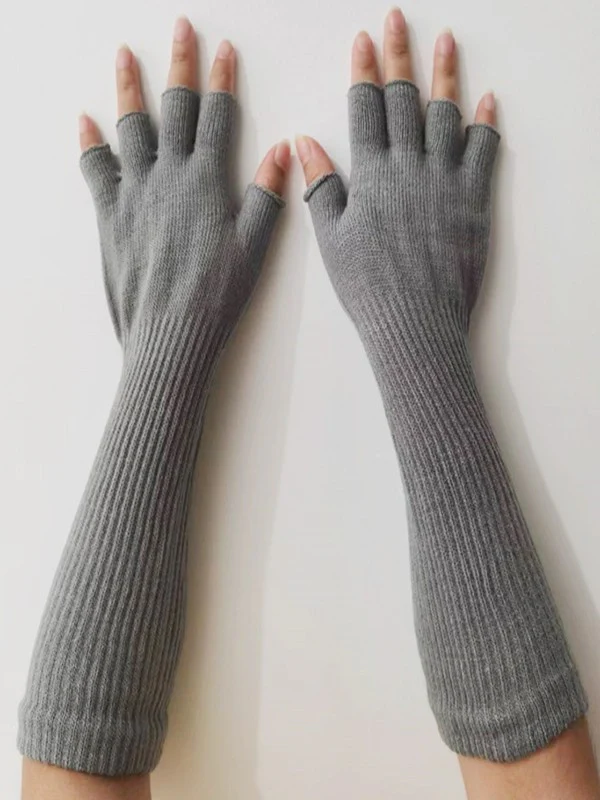 Half Finger Knitted Arm Warmer Gloves - Image 2