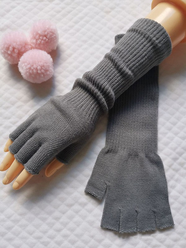 Half Finger Knitted Arm Warmer Gloves - Image 3