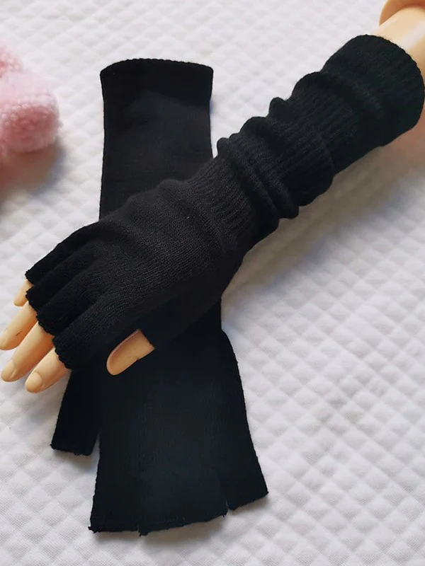 Half Finger Knitted Arm Warmer Gloves - Image 4