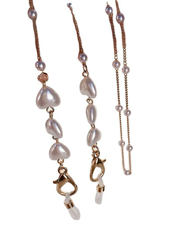 Heart Pattern Faux Pearl Eye Glasses Chain - Image 4
