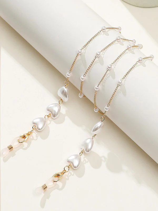 Heart Pattern Faux Pearl Eye Glasses Chain - Image 5
