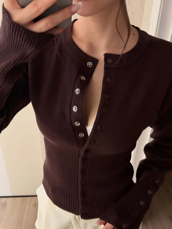 Hidden-Button Crewneck Sweater - Image 4