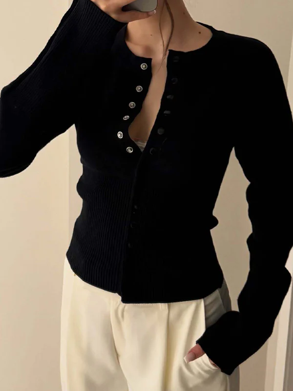 Hidden-Button Crewneck Sweater - Image 5