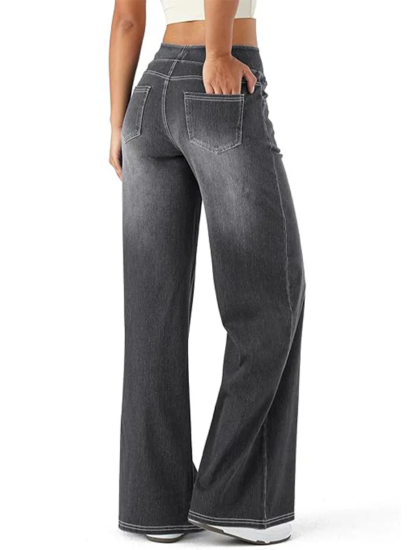 High Waisted Stretchy Denim Pants - Image 20
