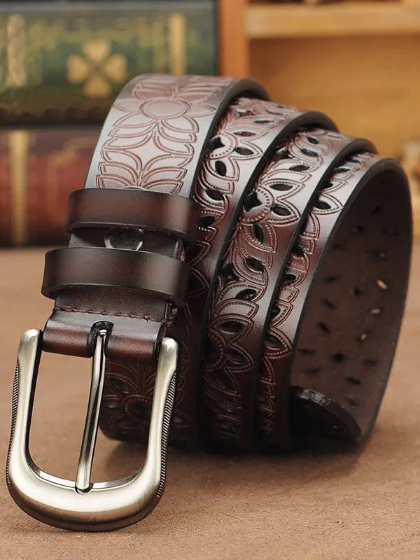 Hollow Out Pu Leather Buckle Belt - Image 3