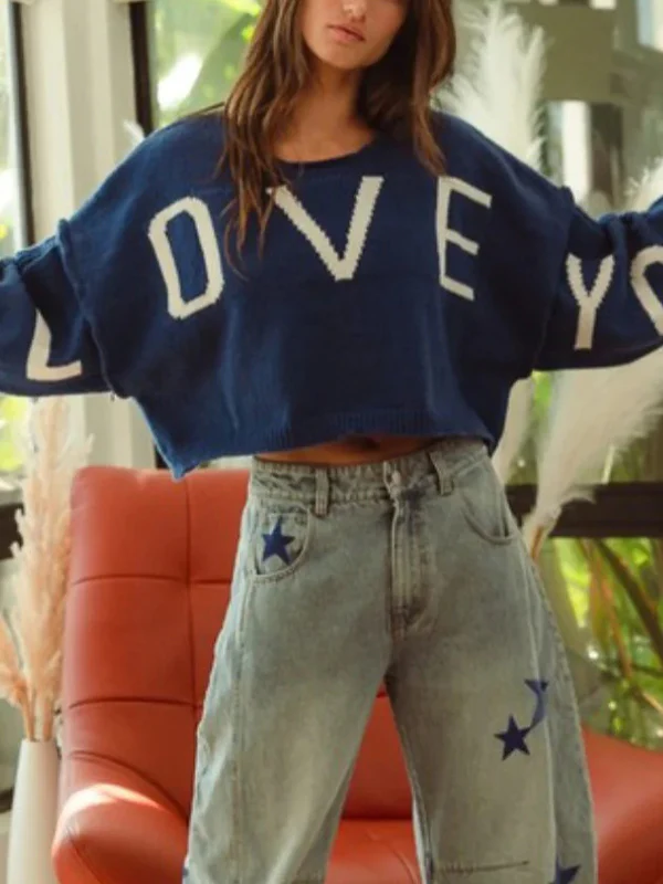 I Love You Print Sweaters