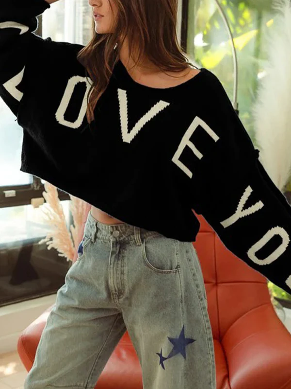 I Love You Print Sweaters - Image 4