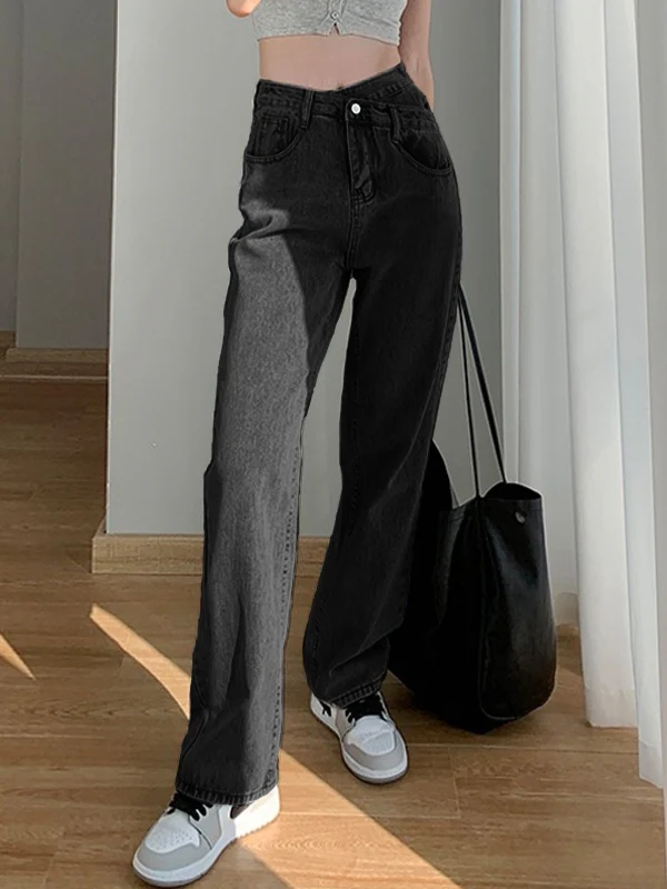 Irregular Design High Rise Boyfriend Jeans - Image 11