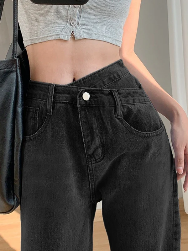 Irregular Design High Rise Boyfriend Jeans - Image 12