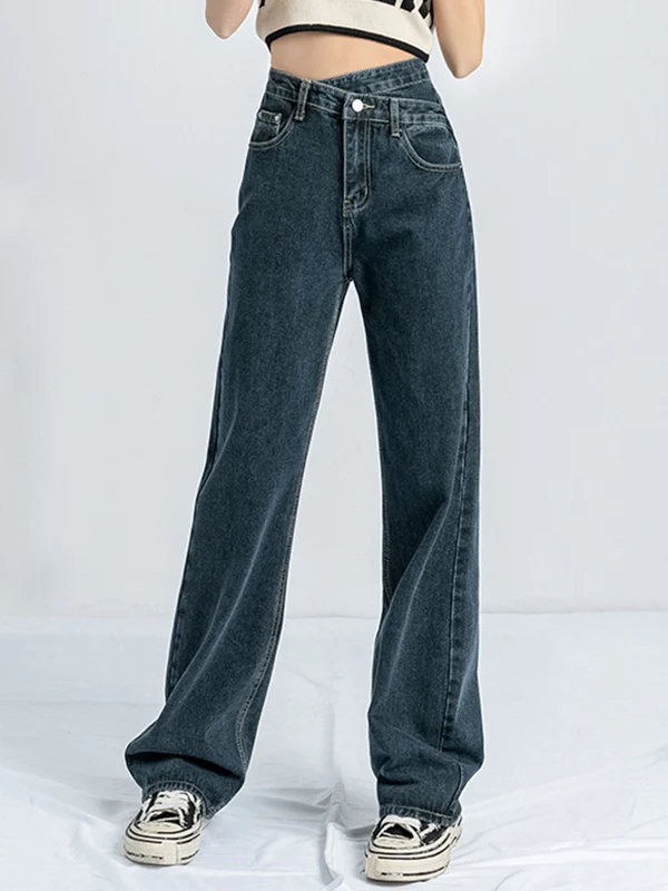 Irregular Design High Rise Boyfriend Jeans - Image 13