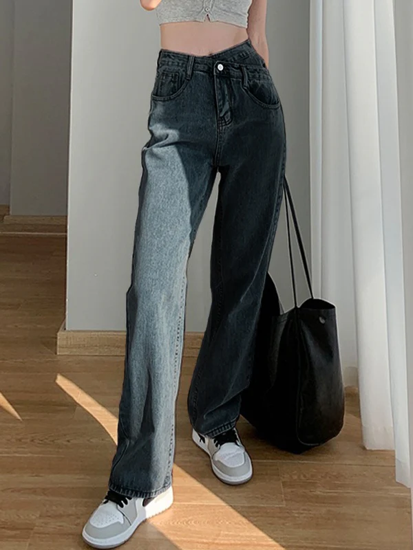 Irregular Design High Rise Boyfriend Jeans - Image 14