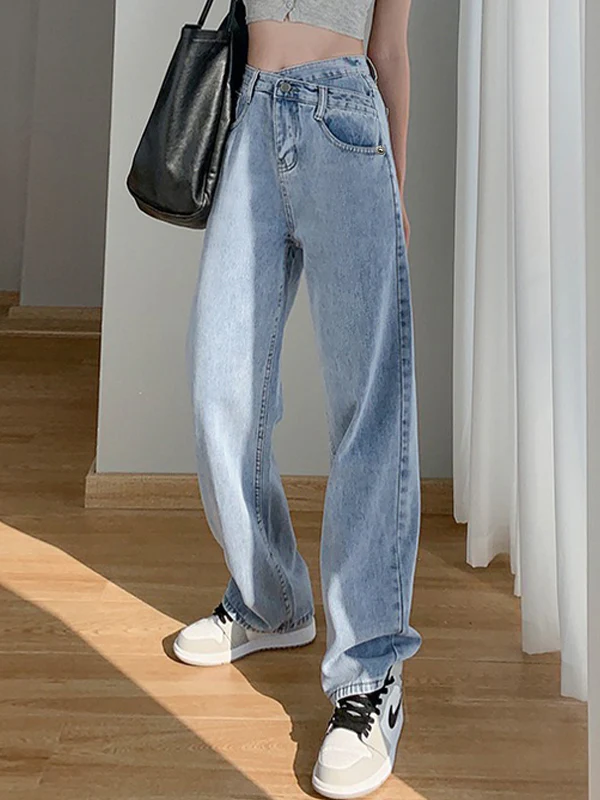 Irregular Design High Rise Boyfriend Jeans - Image 2