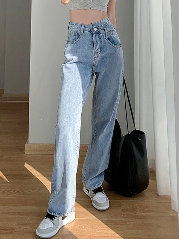 Irregular Design High Rise Boyfriend Jeans - Image 3
