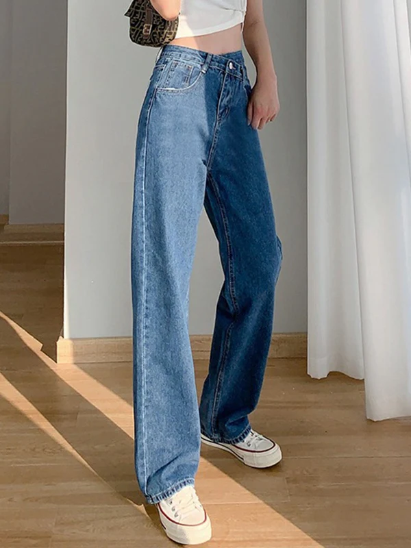 Irregular Design High Rise Boyfriend Jeans - Image 7