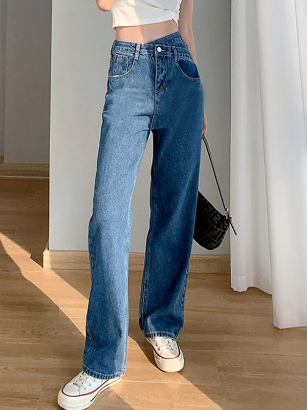 Irregular Design High Rise Boyfriend Jeans - Image 8