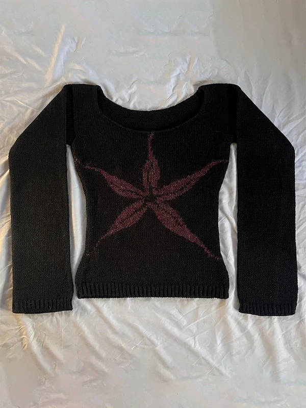 Jacquard Crew Neck Long Sleeve Knits - Image 6
