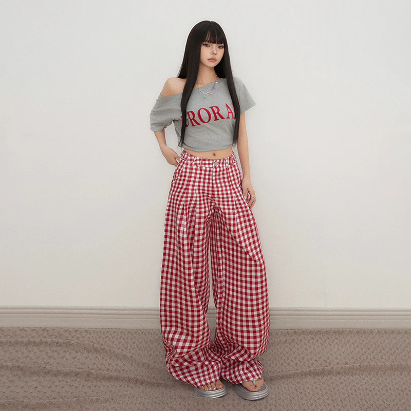 Plaid Straight Leg Casual Pants - Image 2