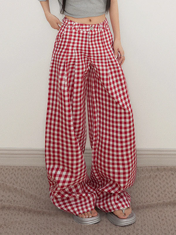 Plaid Straight Leg Casual Pants - Image 3