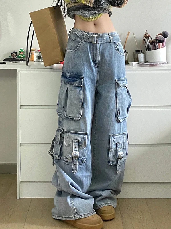 Vintage Multi-Pocket Cargo Jeans - Image 2