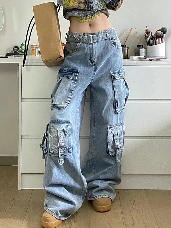 Vintage Multi-Pocket Cargo Jeans - Image 3