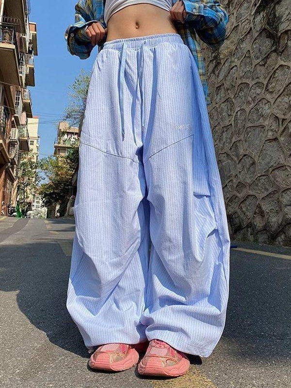 Elastic Waist Plaid Loose Casual Pants - Image 2