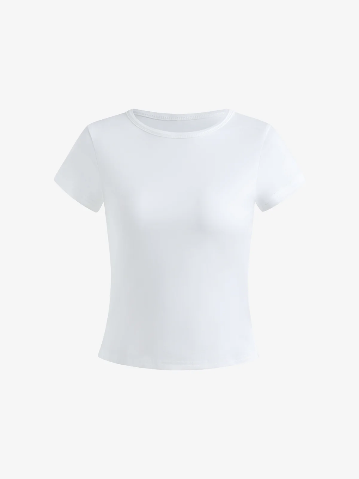Solid Color Round Neck Short Sleeve Tee - Image 5