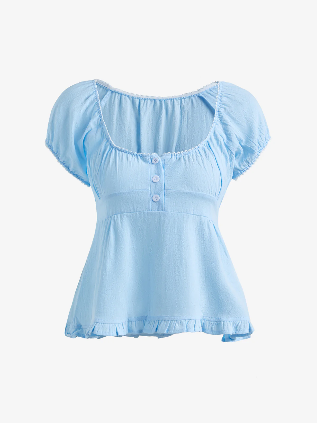 Ruffled Puff Sleeve Short Sleeve Tee