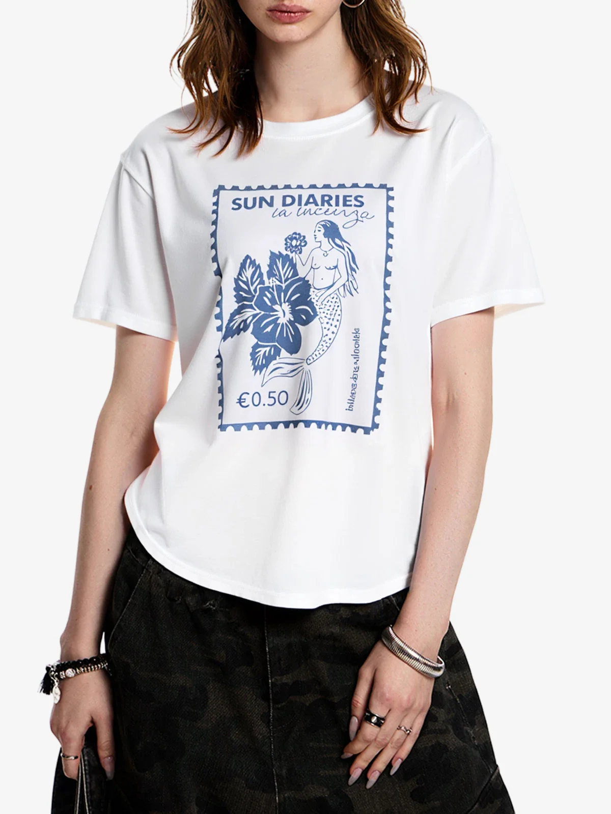 Flower Print Retro All Match Loose Tee