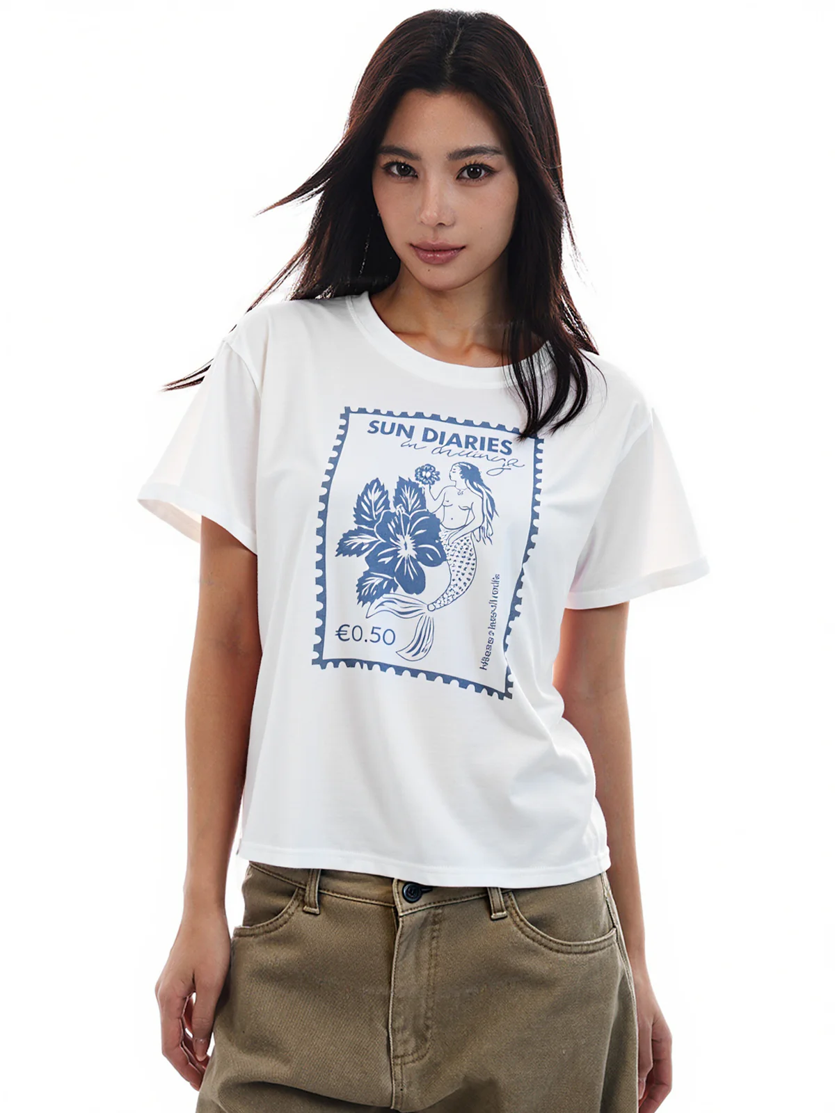 Flower Print Retro All Match Loose Tee - Image 2