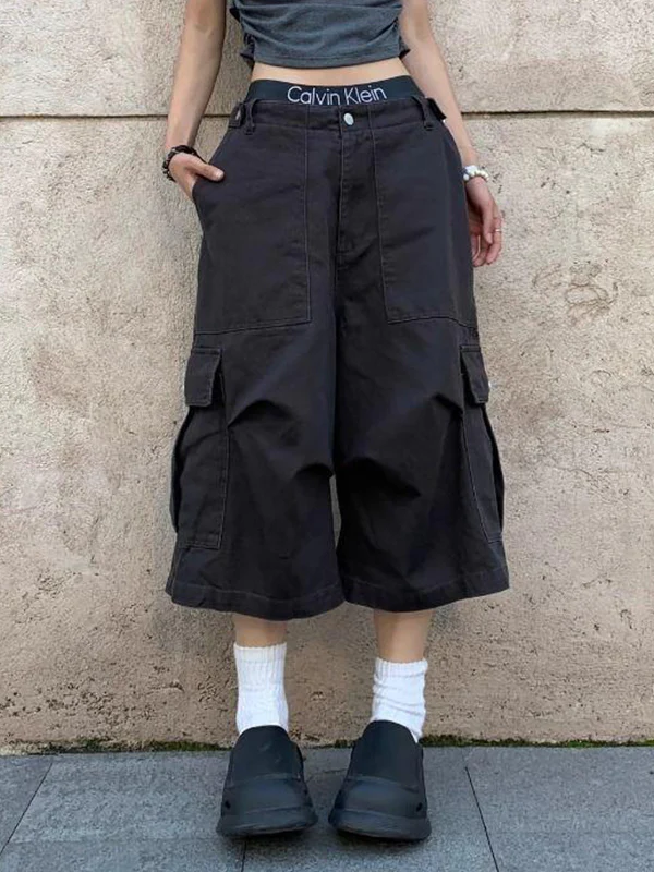 High Waist Parachute Cargo Shorts - Image 2