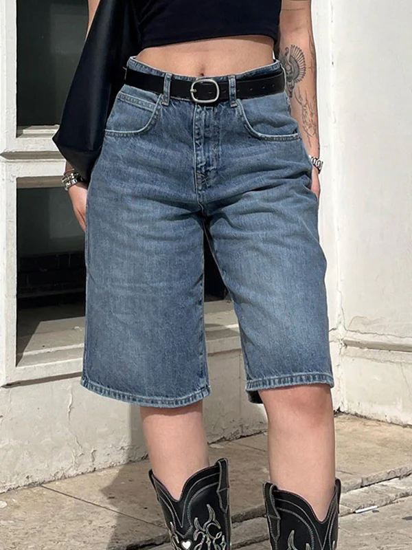 Vintage Wash Denim Shorts - Image 2