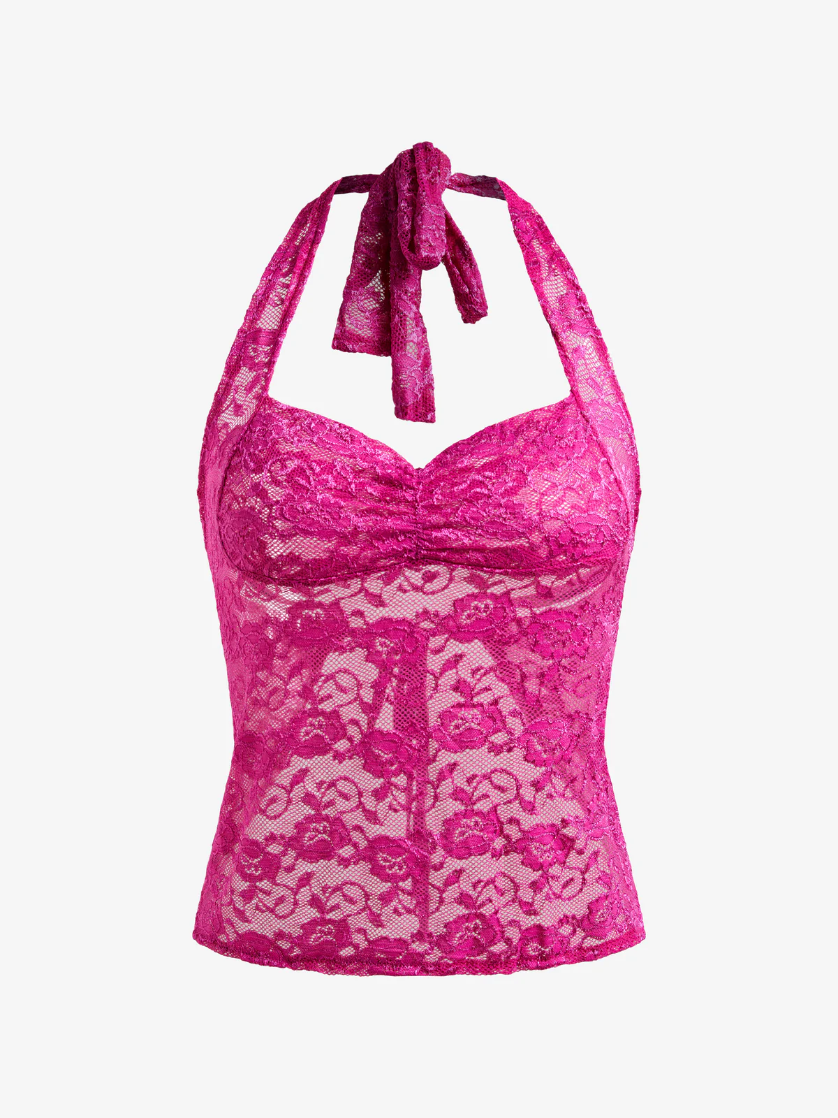 Lace-Paneled Open-Back Halterneck Top - Image 3