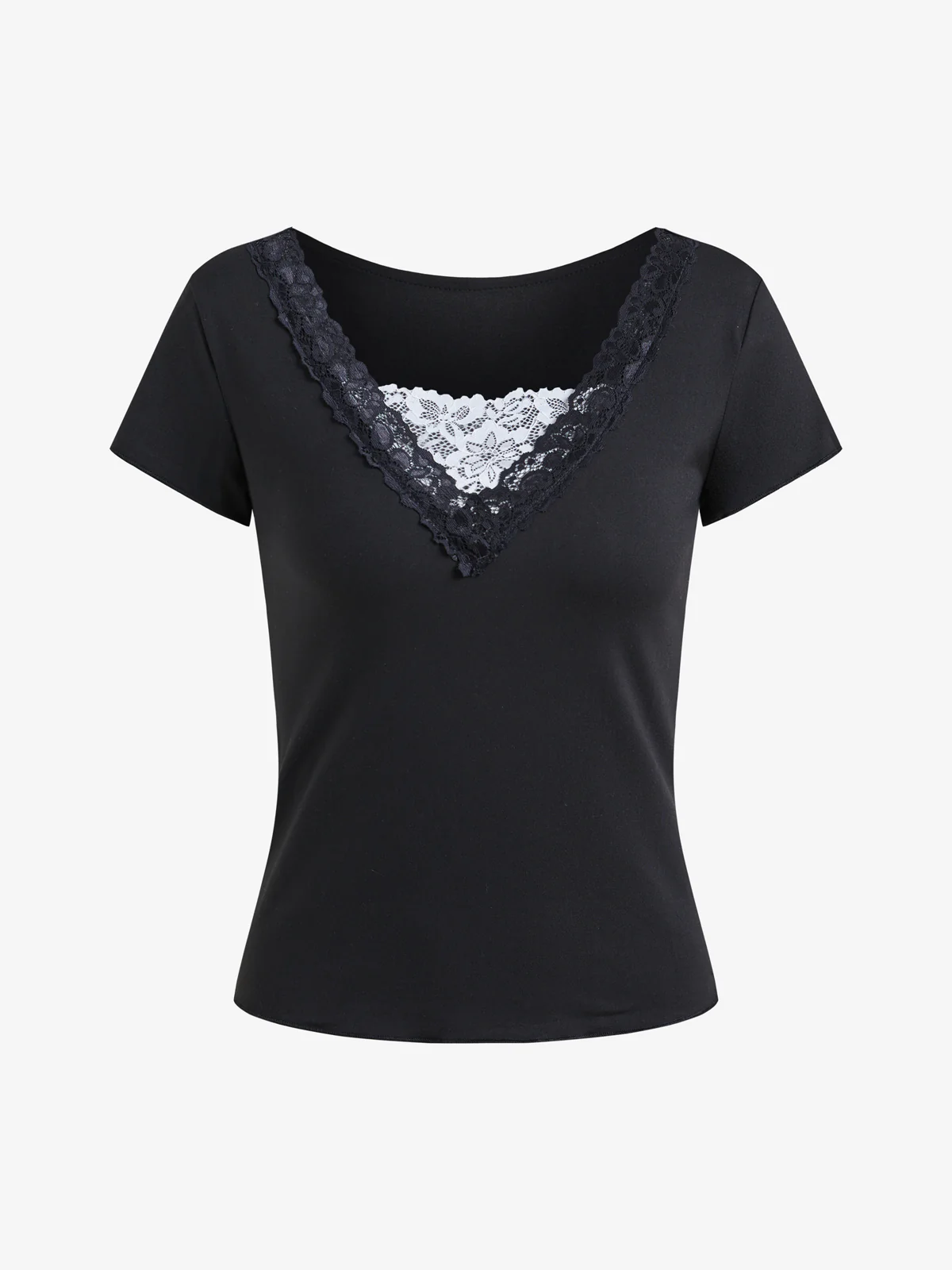 Lace Paneled Short Sleeve Tee - Image 7