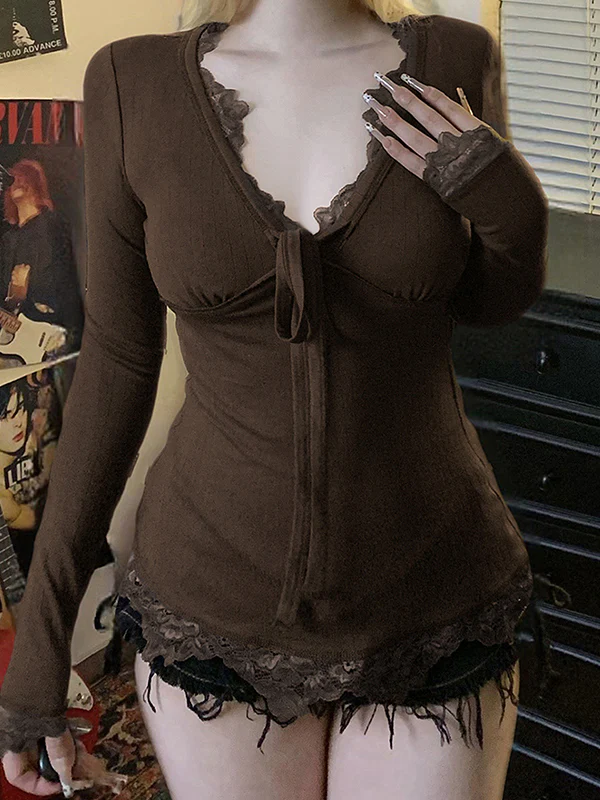 Lace Splicing Long Sleeve