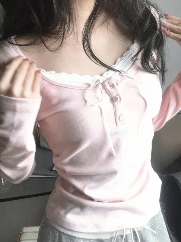 Lace Trim Applique Long Sleeve - Image 5