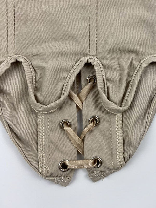 Lace Up Asymmetric Corset Top - Image 2