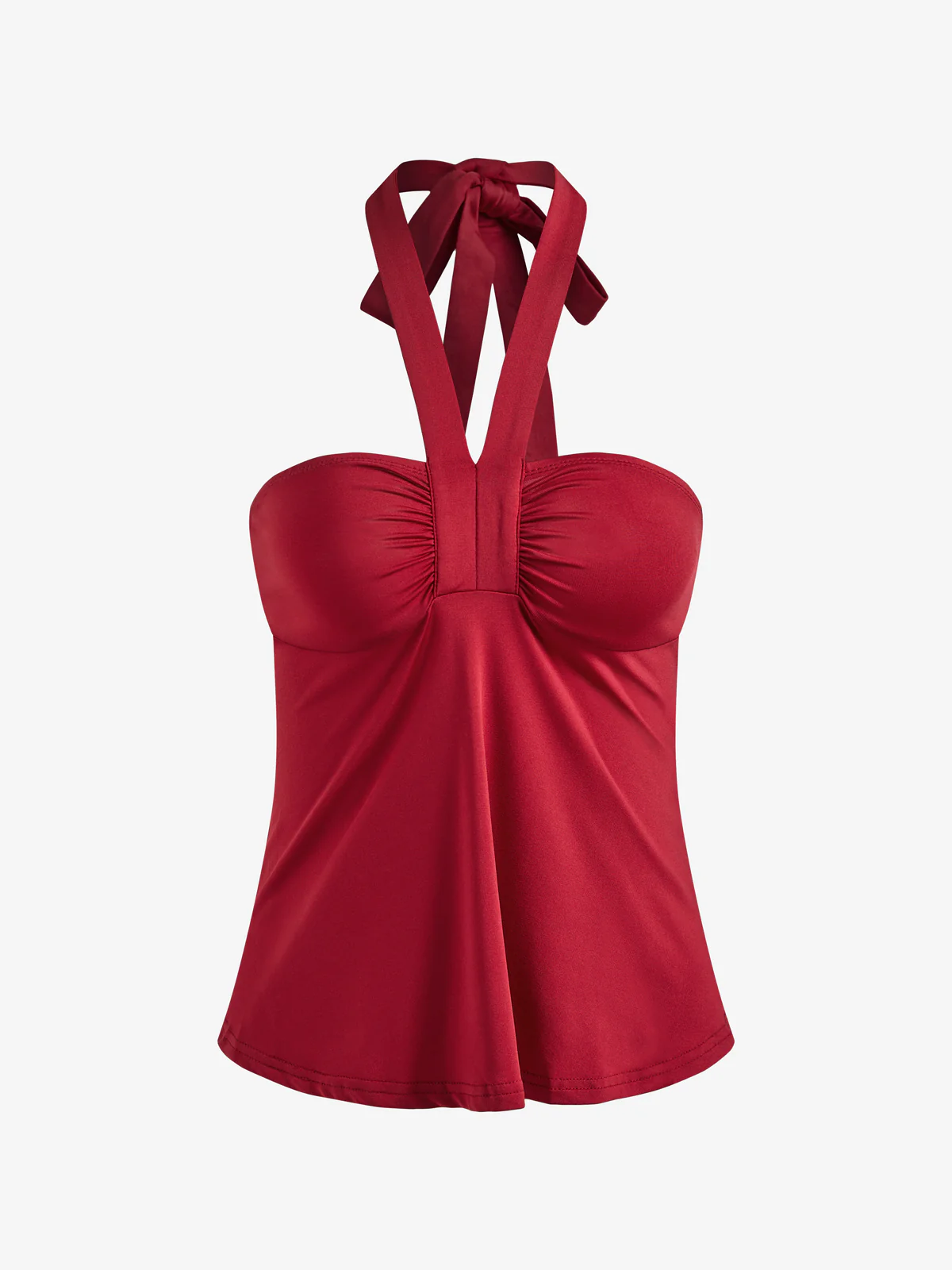 Lace-Up Pleated Bust Halter Vest - Image 4