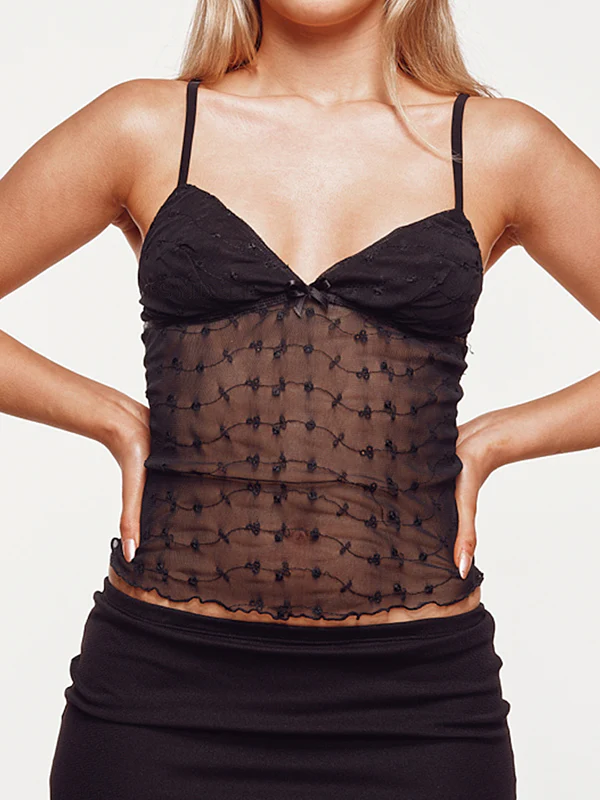 Lace V Neck Backless Slim Cami Top - Image 10