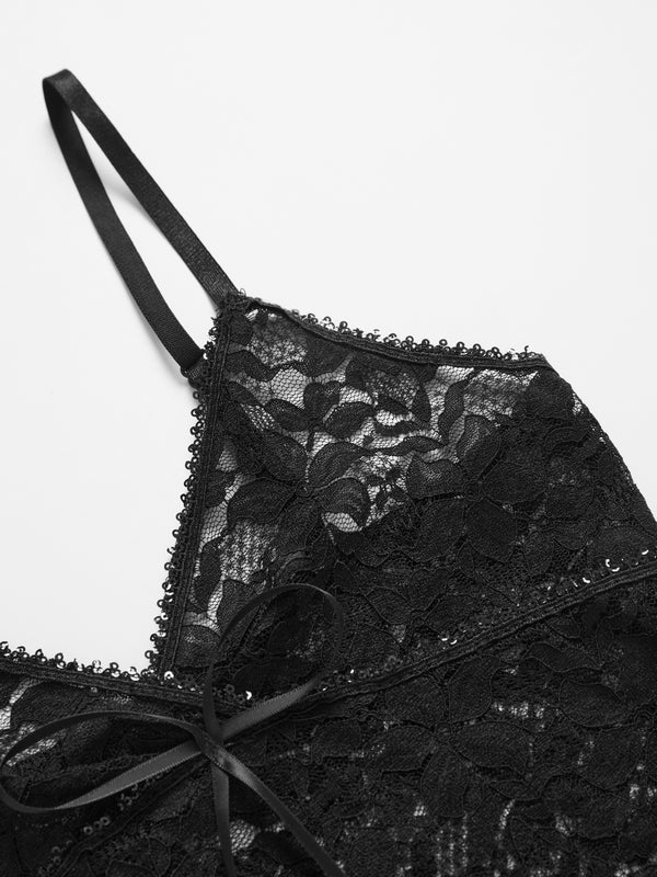 Lace V Neck Bow Tie Up Cami Top - Image 6