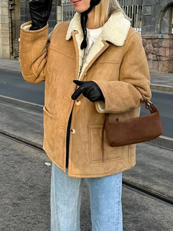 Lapel Suede Coat - Image 2