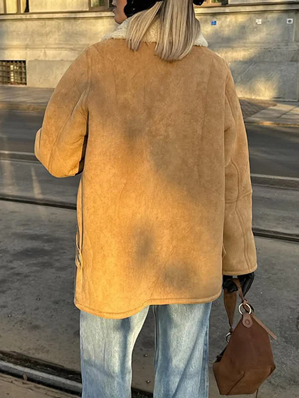 Lapel Suede Coat - Image 3