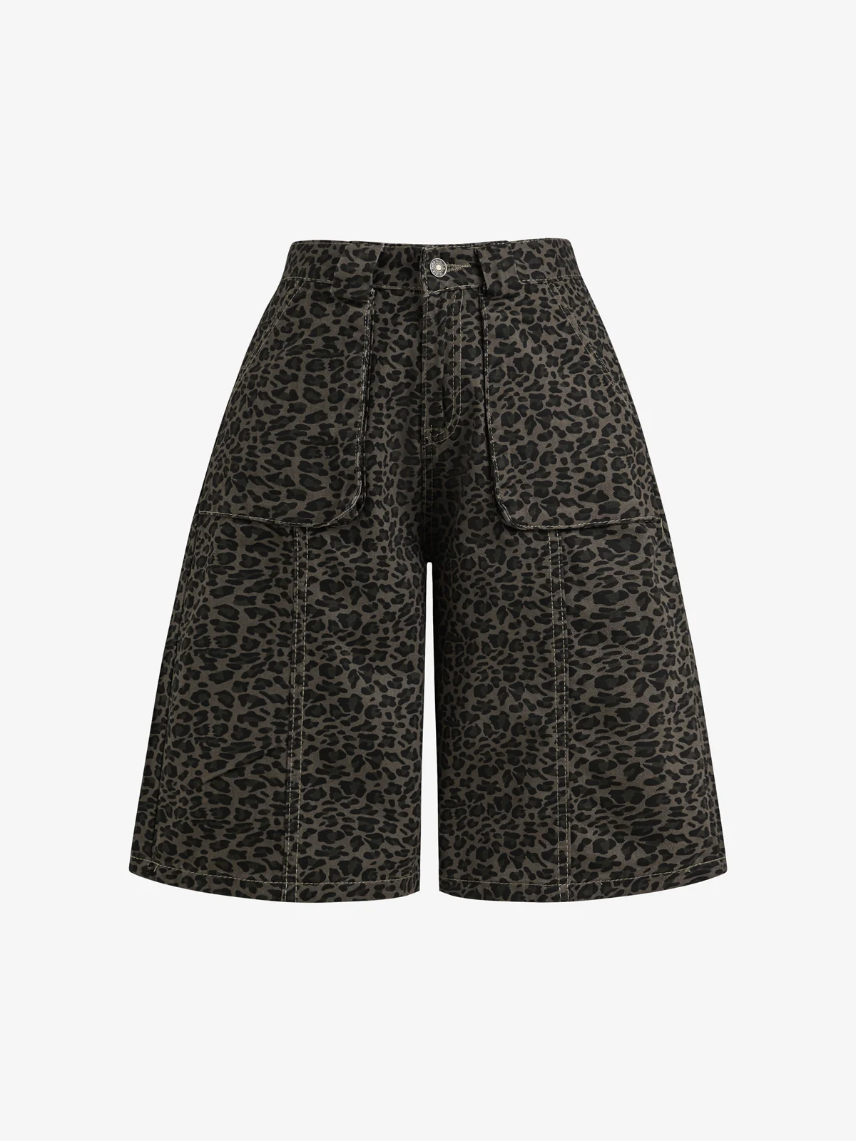 Leopard Print Sevens Denim Shorts