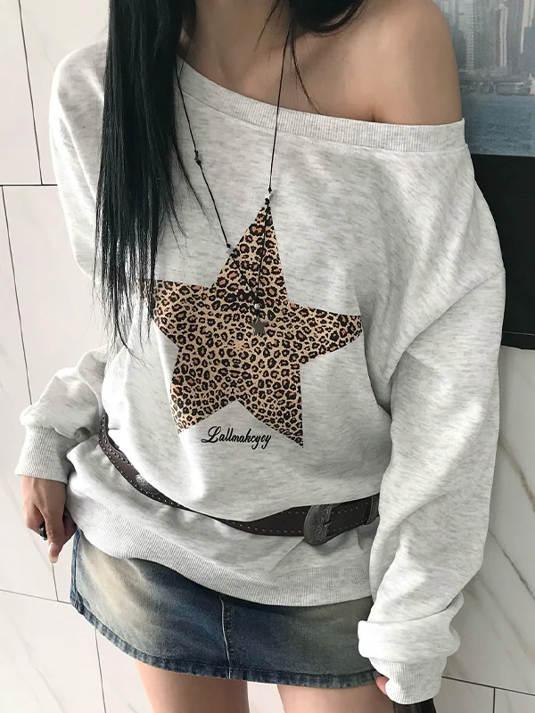 Leopard Print Star Patterned Long Sleeve