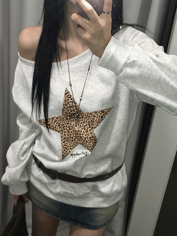 Leopard Print Star Patterned Long Sleeve - Image 2