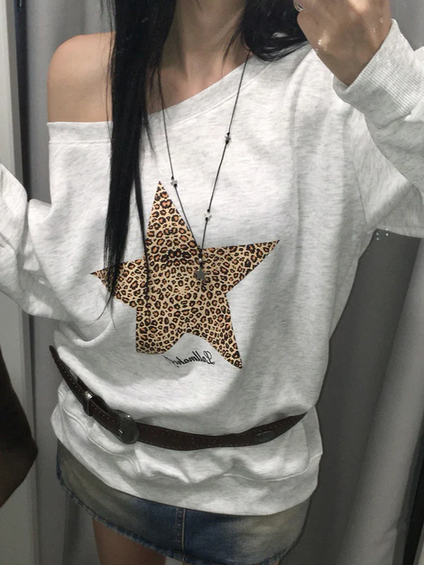 Leopard Print Star Patterned Long Sleeve - Image 3
