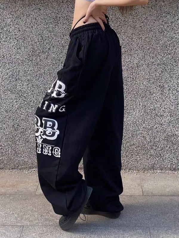 Letter Print Bound Feet Loose Sweatpants - Image 4