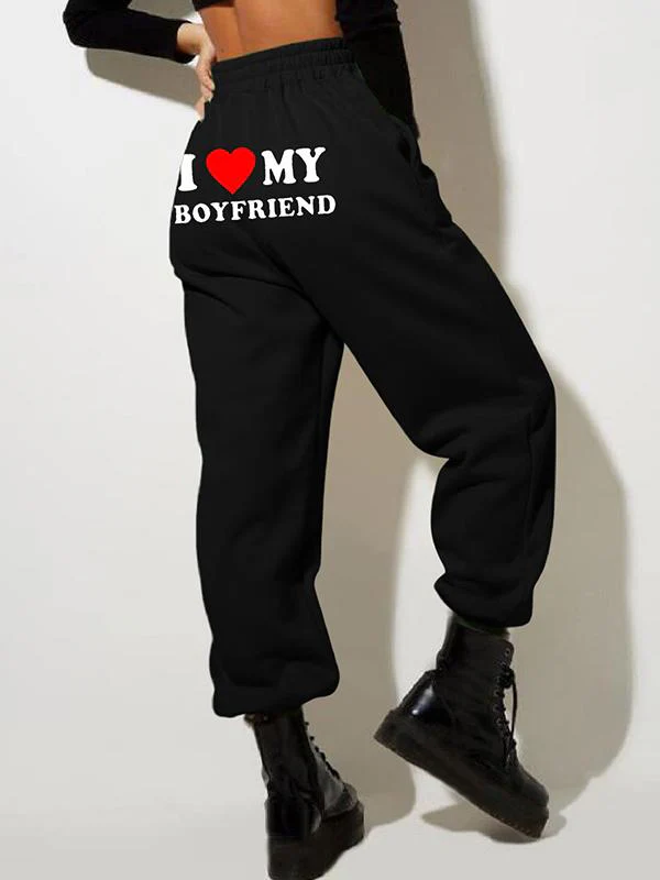 Letter Print Bound Feet Sweatpants - Image 5