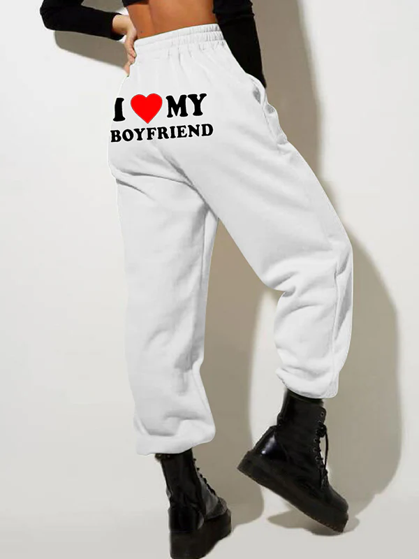 Letter Print Bound Feet Sweatpants - Image 6
