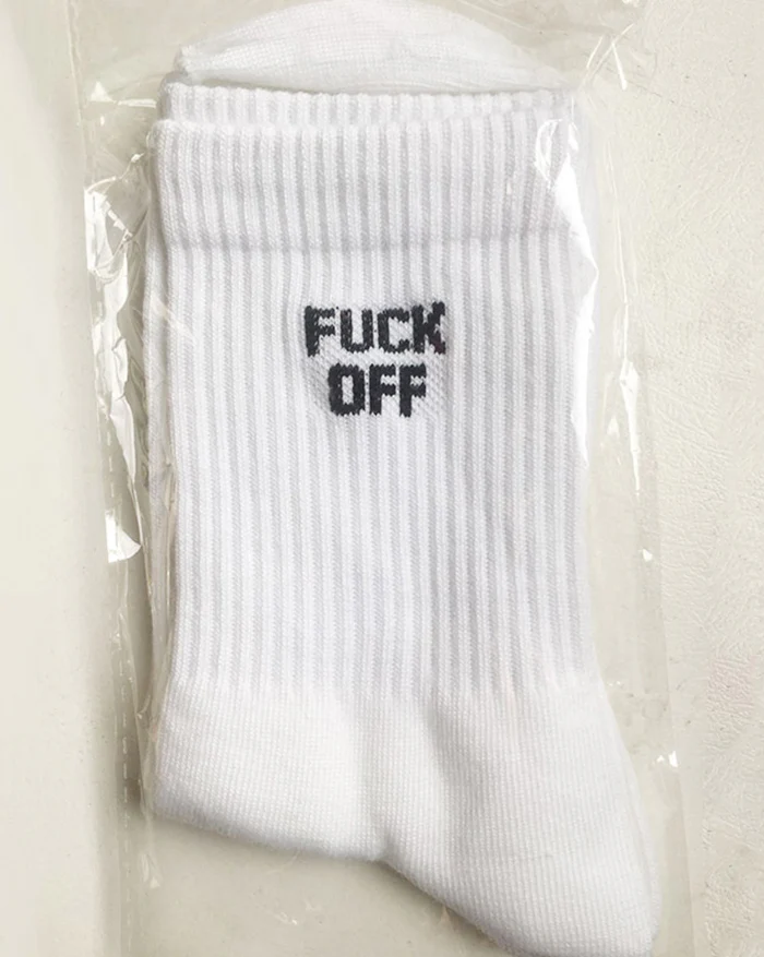 Letter Print Cotton Middle Tube Socks - Image 2